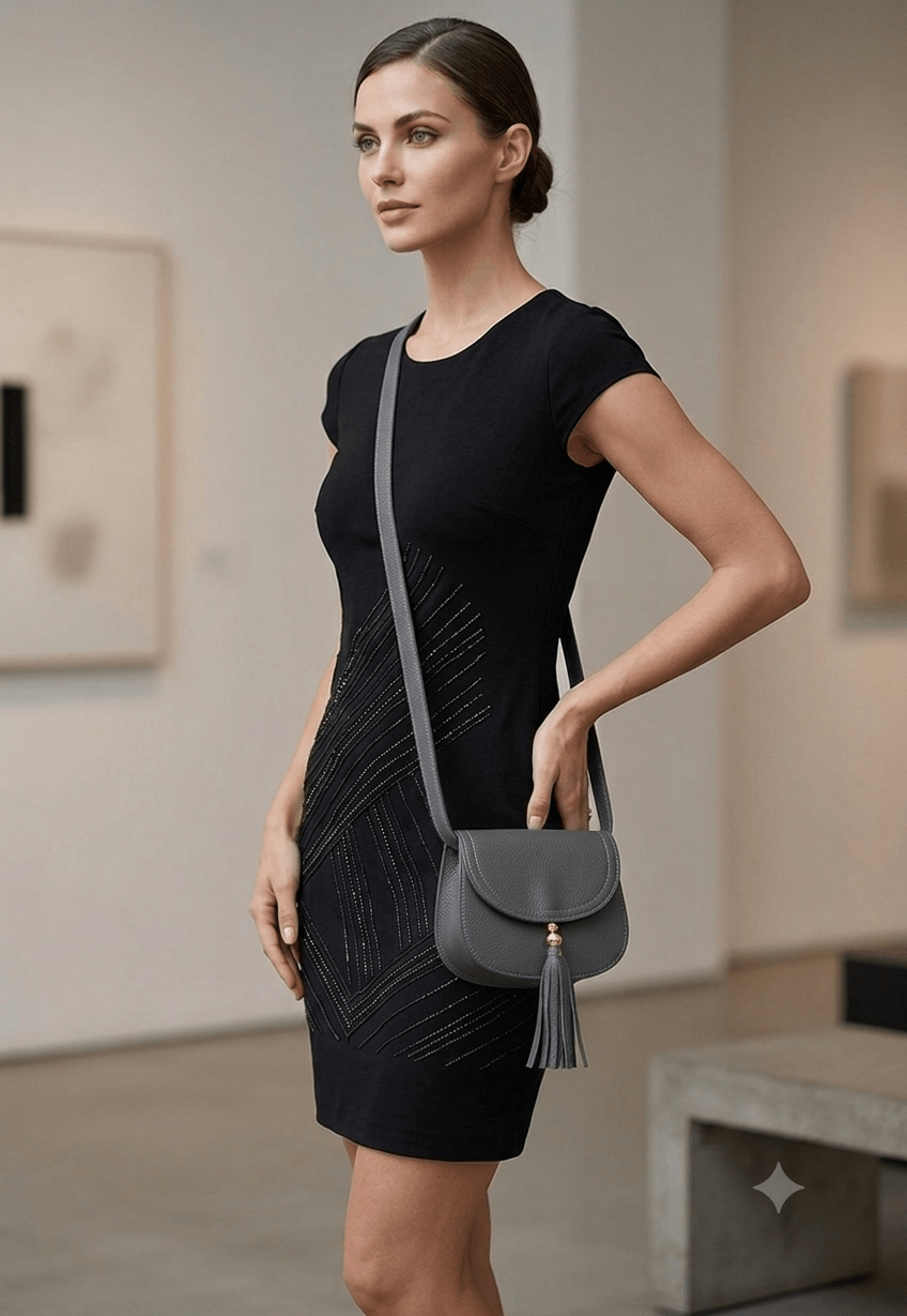 Bolsa de couro estruturada cinza Nápoles