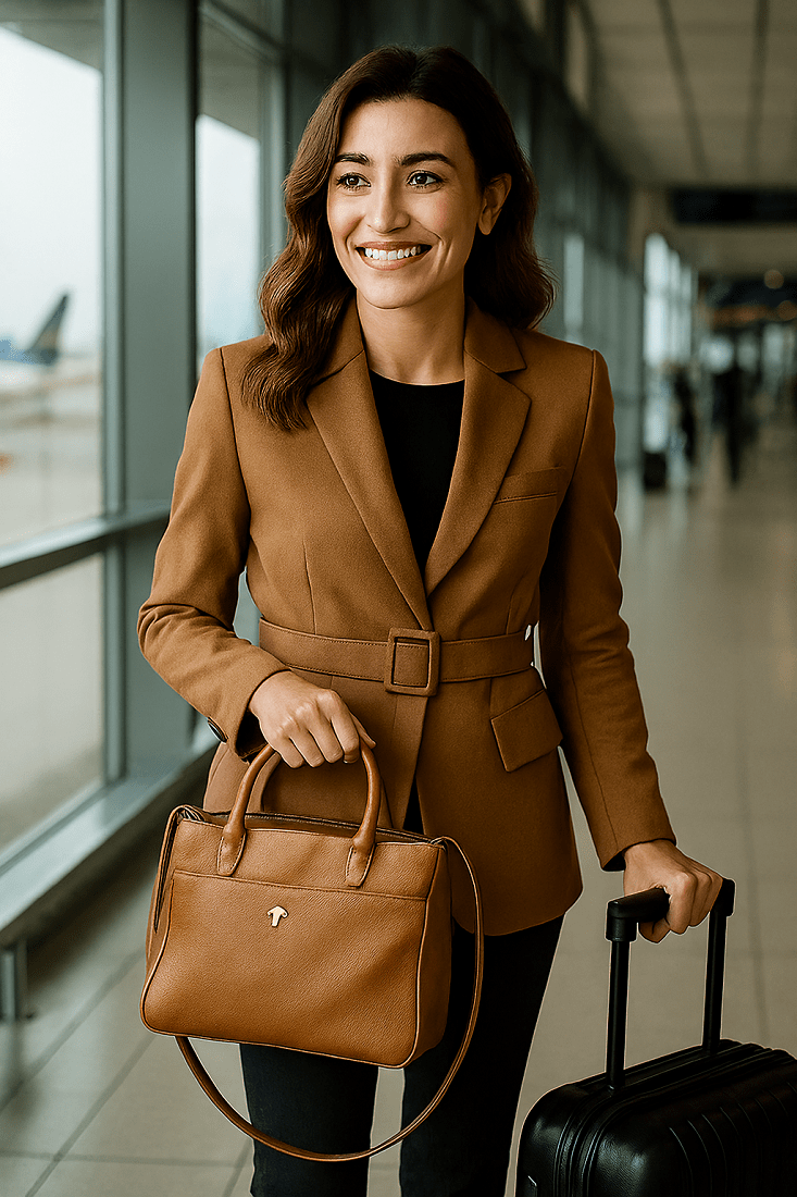 Bolsa satchel em couro caramelo Bruxelas