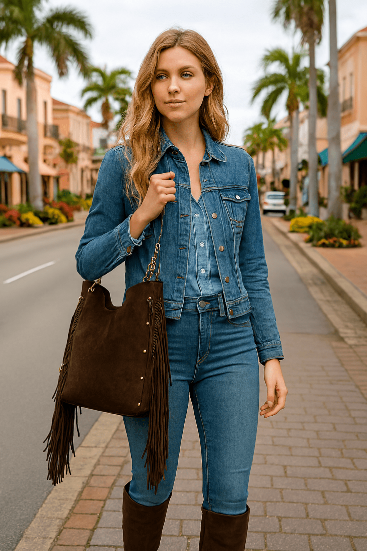 Bolsa franja lateral grande café Zelândia