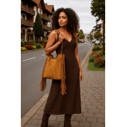 Bolsa franja lateral grande caramelo Zelândia