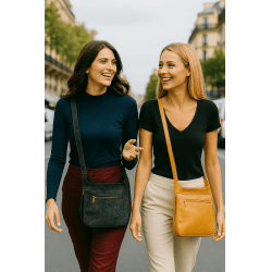 Bolsa transversal feminina em couro amarelo Montpellier