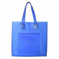 Bolsa de praia azul com bolso
