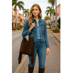 Bolsa franja lateral grande café Zelândia