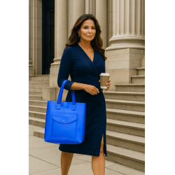 Bolsa de praia azul com bolso